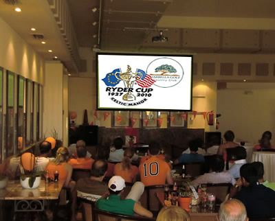 The Ryder Cup on Marbella Golf big screen